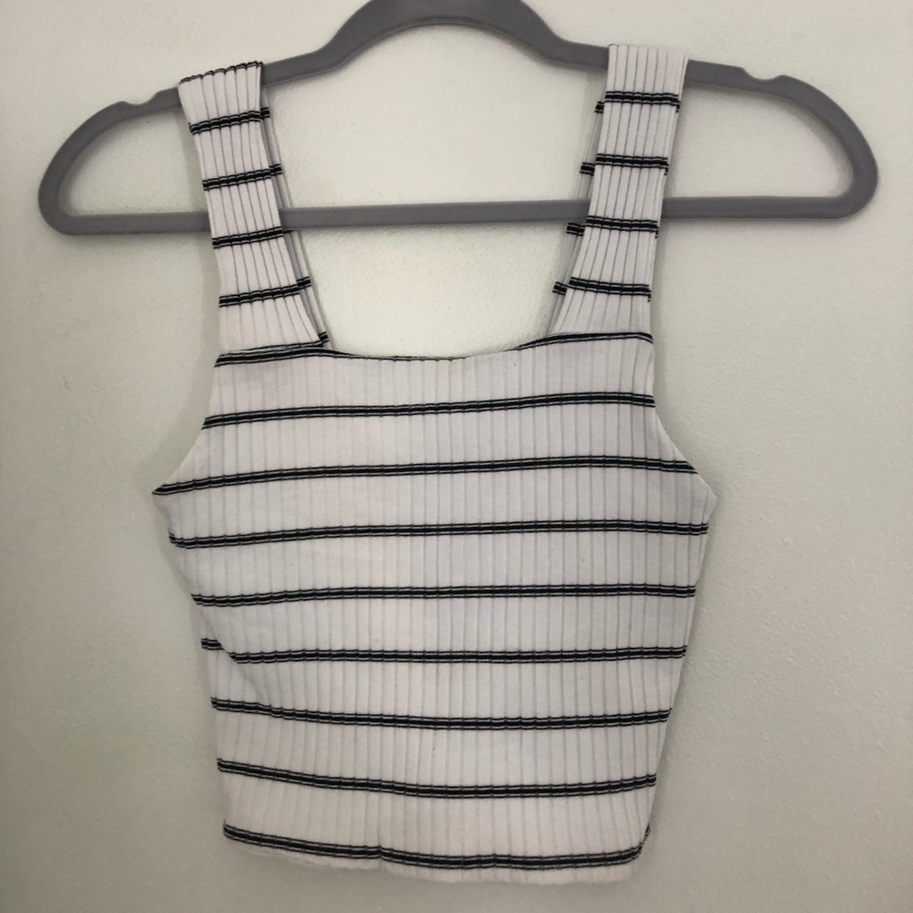american eagle white tank with black stripes